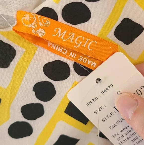 NWT Magic Yellow Black Maxi Length Strappy Mix Print Sleeveless Dress Size Small - Picture 5 of 6